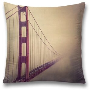 Наволочка декоративная на молнии, чехол на подушку JoyArty "Мост через туман" 45х45 см
