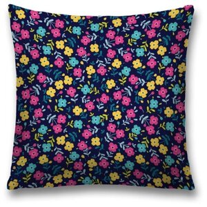Наволочка декоративная на молнии, чехол на подушку JoyArty "Разноцветные цветочки" 45х45 см