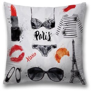 Наволочка декоративная на молнии, чехол на подушку JoyArty "Влюбись в Париж" 45х45 см