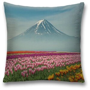 Наволочка декоративная на молнии, чехол на подушку JoyArty "Японские тюльпаны" 45х45 см