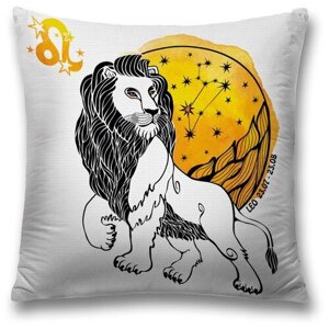 Наволочка декоративная на молнии, чехол на подушку JoyArty "Звездный лев" 45х45 см