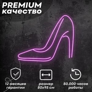 Неоновая вывеска / светильник 'Каблук'фиолетовый, 80х95 см, неон 8 мм, диммер