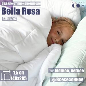 Одеяло белое облегченное 1,5 спальное Мягкий Сон "Bella Rosa" всесезонное стеганое 140х205/ для дома, для сна, в подарок
