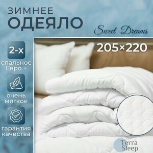 Одеяло Sweet Dreams, 2 спальное Евро плюс 205х220 см, всесезонное, очень теплое, гипоаллергенный наполнитель Ютфайбер, декоративная стежка большая волна, 300 г/м2
