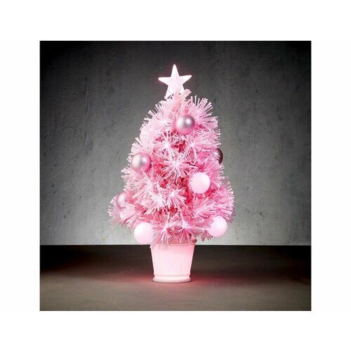 Оптико-волоконная ёлка кокетка джугги, розовая, 65 LED-огней, 60 см, контроллер, Edelman 1119047