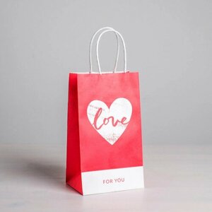 Пакет подарочный крафт, упаковка, «With LOVE», 12 х 21 х 9 см (комплект из 26 шт)