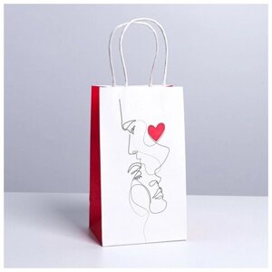 Пакет подарочный крафтовый, упаковка, «Love», 12 х 21 х 9 см