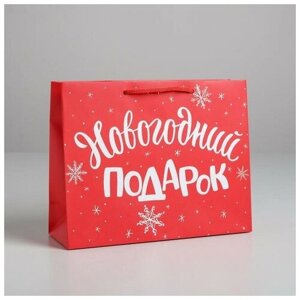 Пакет подарочный ламинированный горизонтальный «Новогодний подарок», MS 23 x 18 8 см / Новый год
