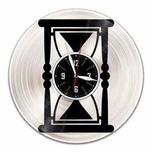 Песочные часы - настенные часы из виниловой пластинки (с серебряной подложкой)