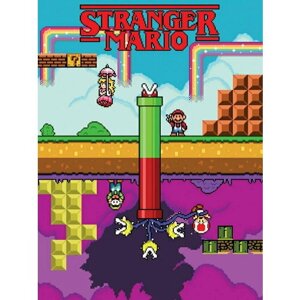 Плакат, постер на холсте Mario-Stranger Mario/Марио/игровые/игра/компьютерные герои персонажи. Размер 60 х 84 см
