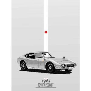 Плакат, постер на холсте Toyota 200 GT, Vintage, Тойота. Размер 60 х 84 см