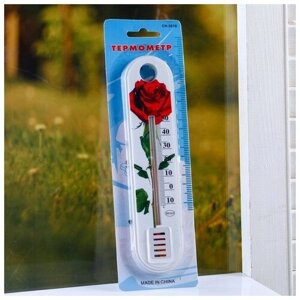 Пластиковый термометр комнатный "Цветок" в блистере (10 +50), микс