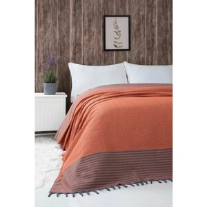 Плед на кровать, диван, евро 200х260 Турция хлопок, оранжевый