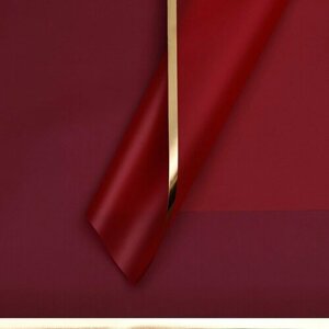Пленка для цветов матовая, "С золотым тиснением", 57х57 см, красная (20 шт)