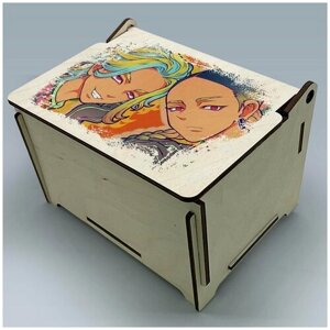 Подарочная коробка шкатулка с крышкой на петлях УФ рисунок размер 16,5x12,5 см аниме Токийские мстители - 316