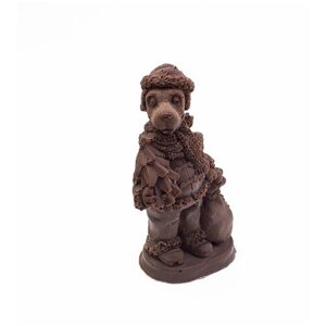 Подарочная шоколадная фигура Frade/Фраде - Собака-Дед Мороз с ёлочкой и мешком подарков (вес-160г) (темный)