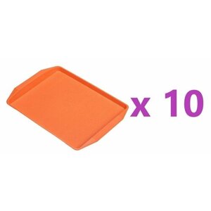 Поднос для фастфуда Gemlux оранжевый пластиковый, 42 х 32см, 10 шт