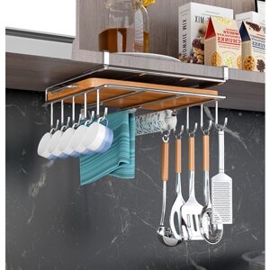 Подставка-держатель кухонный MyPads металлический универсальный настольный, для столовых приборов, для ножей, для полотенец, для разделочной доски.