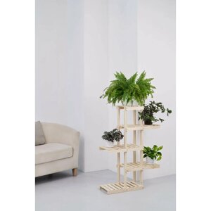 Подставка для комнатных растений/этажерка для цветов напольная 102х71х24 см, деревянная, 5 полок, Правильная Упаковка