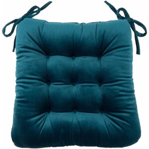 Подушка для стула "Бархат" 40x36x6 см цвет морская глубина