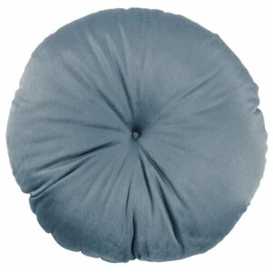 Подушка круглая D37 с пуговицей бархат серо-голубой