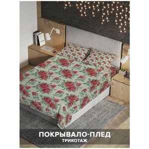 Покрывало на 1,5-спальную кровать Ambesonne "Нежные красные розы" 160х220 см с 2 наволочками 50x70 см