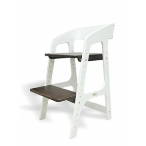 Растущий стул для детей FORLIKE с подлокотниками белый/венге; деревянный регулируемый по высоте стул