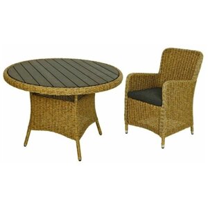 Садовая мебель из искусственного ротанга беркшир (4 кресла и столик), коричневая, Kaemingk 840200/840213