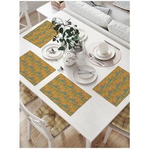 Салфетки на стол для сервировки прямоугольные, плейсмат JoyArty "Ботаническая листва", 32x46 см, в комплекте 4шт.