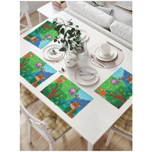 Салфетки на стол для сервировки прямоугольные, плейсмат JoyArty "Рисунок животных", 32x46 см, в комплекте 4шт.