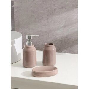 SAVANNA Набор аксессуаров для ванной комнаты SAVANNA «Глянец», 3 предмета (мыльница, дозатор для мыла 350 мл, стакан), цвет кофейный