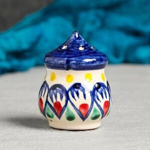 Шафран Солонка Риштанская керамика, синяя роспись