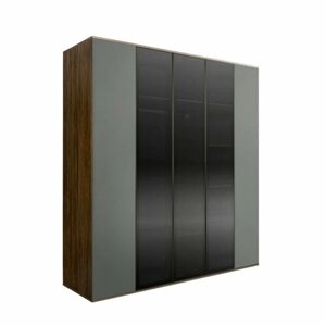 Шкаф 5-и дв. (3 двери стекло)(левая/правая) Bogemia Woodline Air (Серый/Черный) БМШ2/5(3)(Woodline)(Air)