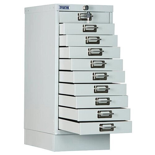 Шкаф архивный ПРАКТИК MDC-A4/650/10 27.7x40.5x65 см серый полуматовый (RAL 7038)