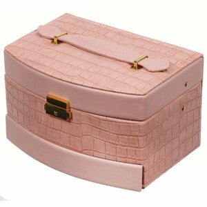 Шкатулка-кейс для украшений и косметики, полимер, 21,5х15х13 см см, розовая, Y4-5320-2