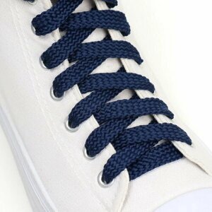 Шнурки для обуви, плоские, 10 мм, 100 см, фасовка 25 шт, цвет синий, 25 шт.