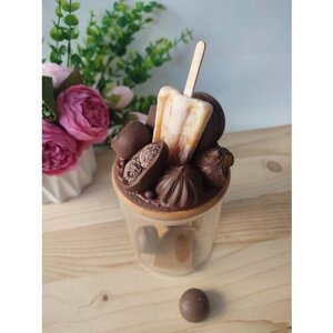 "Шоколадное ассорти и фруктовый лёд"Вкусная баночка с декором из полимерной глины, ручная работа