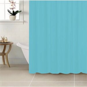 Штора для ванной комнаты 180 х 180 тканевая голубая