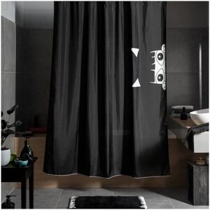 Штора для ванной комнаты "Irony", тканевая, 180х200 см, цвет: черный, белый