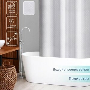 Штора для ванны Орион, 180x180 см, полиэстер, цвет белый