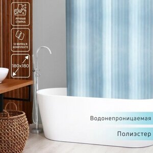 Штора для ванны Полоска, 180x180 см, полиэстер, цвет голубой
