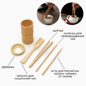 Sima-land Инструменты для чайной церемонии: воронка, игла, лопатка, палочка для пересыпания, щипцы, микс