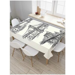 Скатерть прямоугольная JoyArty на кухонный стол "Черчения мостов" из оксфорда, 120x145 см