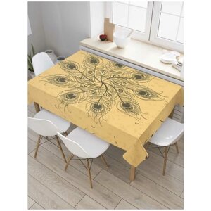 Скатерть прямоугольная JoyArty на кухонный стол "Цветок из перьев" из оксфорда, 180x145 см