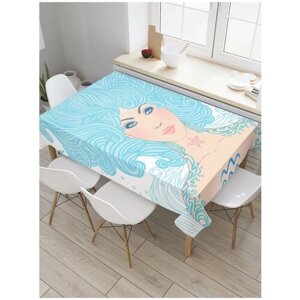 Скатерть прямоугольная JoyArty на кухонный стол "Девушка Водолей" из оксфорда, 180x145 см
