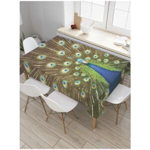 Скатерть прямоугольная JoyArty на кухонный стол "Элегантный павлин" из оксфорда, 120x145 см