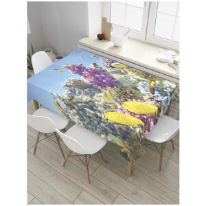 Скатерть прямоугольная JoyArty на кухонный стол "Фауна океана" из оксфорда, 180x145 см