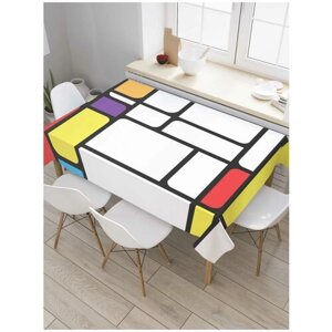Скатерть прямоугольная JoyArty на кухонный стол "Геометрическая цветная головоломка" из оксфорда, 180x145 см
