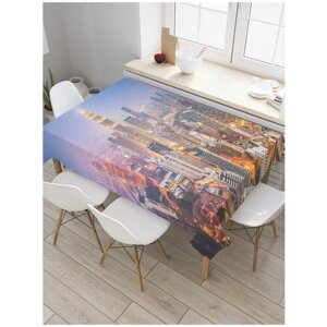 Скатерть прямоугольная JoyArty на кухонный стол "Город с высоты птичьего полета" из оксфорда, 120x145 см