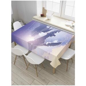Скатерть прямоугольная JoyArty на кухонный стол "Кит в облаках" из оксфорда, 180x145 см